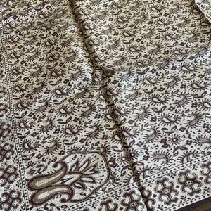 Elegant Brown and Cream Tablecloth